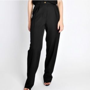 Escada Black Pleated High Waisted Trousers
